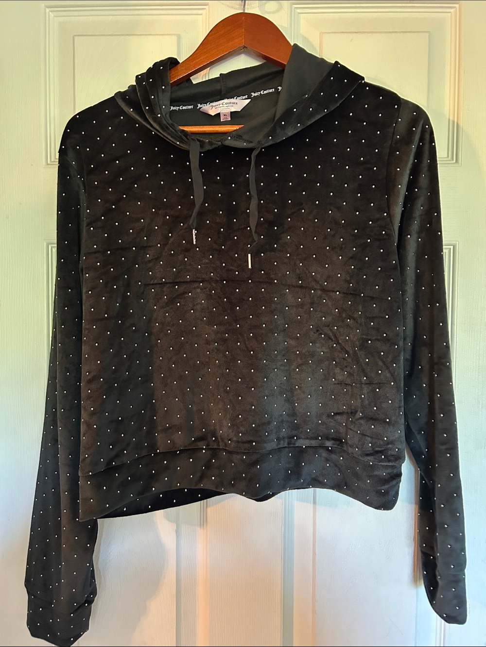 Juicy Couture Black Velour Hoodie with Silver Studs